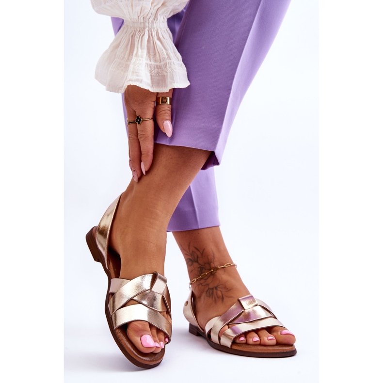 Zazoo Udobne zlatne Kayla kožne natikače zlatni 2