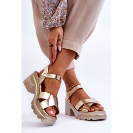 PS1 Ženske zlatne Hillary sandale s masivnom petom zlatni 2