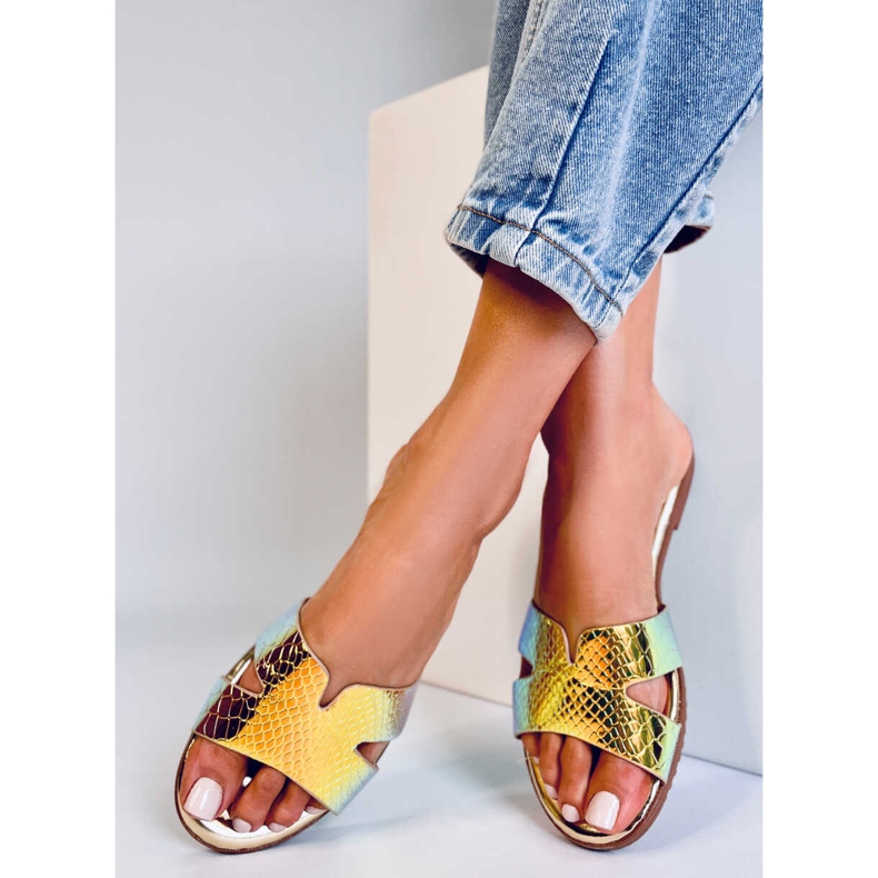 BM Ženske opalescentne Duey Gold papuče zlatna 2