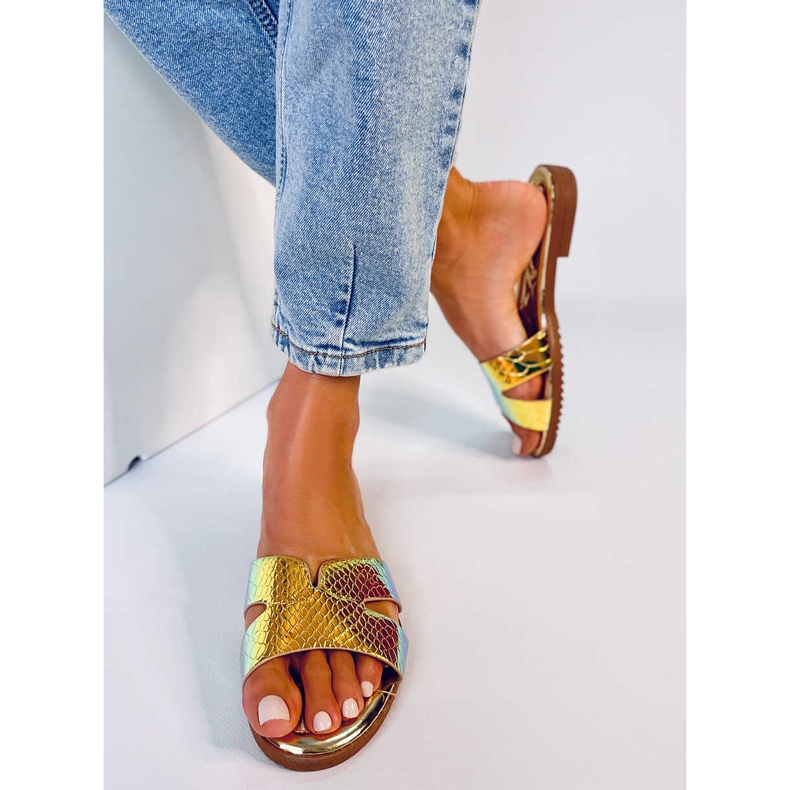 BM Ženske opalescentne Duey Gold papuče zlatna 1