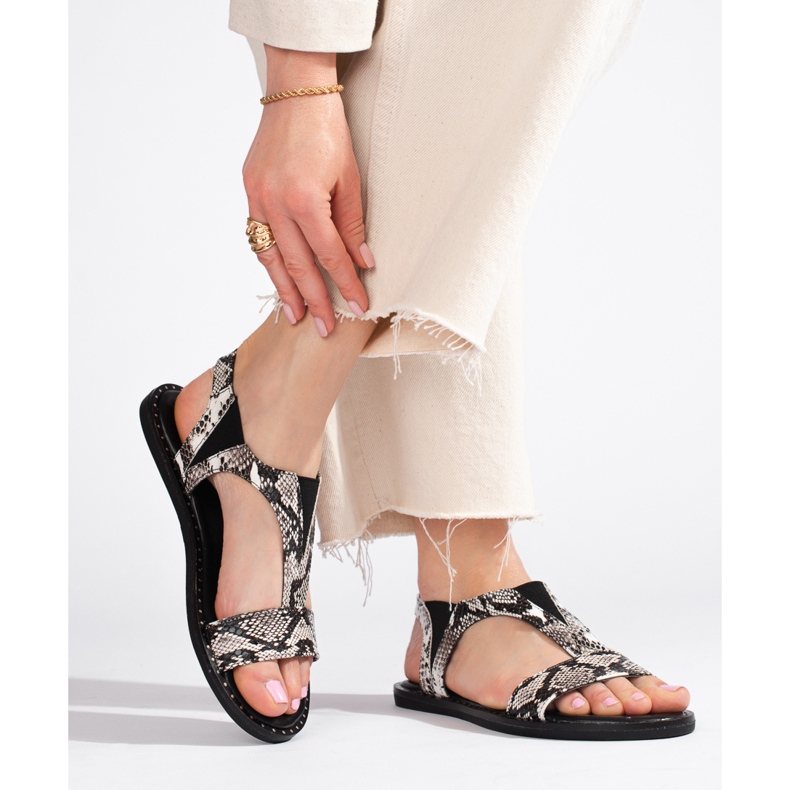 Shelovet ravne sandale sa uzorkom zmija siva 1