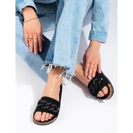 W. Potocki Ženske crne antilop papuče s Potocki lancem crno 1