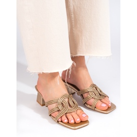 Ženske elegantne Shelovet zlatne papuče na stup zlatna 1