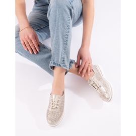 Ženske kožne ažur cipele na zlatnoj platformi Shelovet zlatni 1