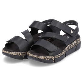 Udobne ženske sandale na crnu čičak platformu Rieker V2301-00 crno 10