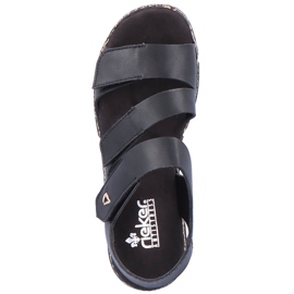 Udobne ženske sandale na crnu čičak platformu Rieker V2301-00 crno 8