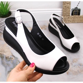 Ženske sandale na klin bijele boje Sergio Leone SK853 bijela 1