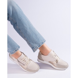 Shelvt ženske kožne sportske cipele, bež 2