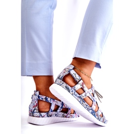 Maciejka Ženske kožne sandale s čičak trakom 05375-06 plave plava 4