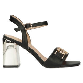 Filippo Ženske sandale na zlatnom postom s ukrasom DS4502 bk crna crno 5