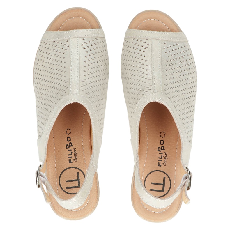 Bež/zlatne Filippo ažur kožne sandale DS4475 zlatni 5