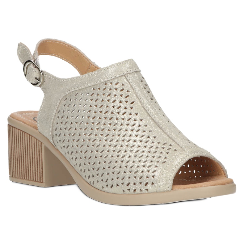 Bež/zlatne Filippo ažur kožne sandale DS4475 zlatni 3