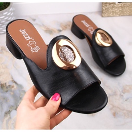 Ženske elegantne crne papuče na petu Jezzi ASA214-1 crna 1