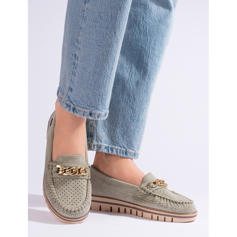 Zelene ženske natikače od brušene kože Shelovet zelena 1