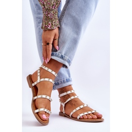 PG1 Ženske sandale s ukrasnim nitnama Bijele Dorothy bijela 2