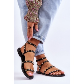 PG1 Ženske sandale s ukrasnim nitnama crne Dorothy crna 2