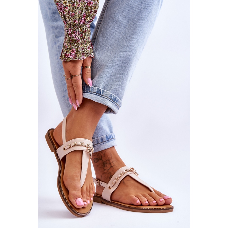 PG1 Ženske sandale s lancem Bež Jessica 2