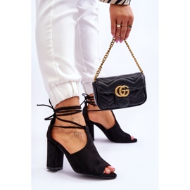 PG1 Crne sandale na visoku petu od antilopa Sophie crno 2