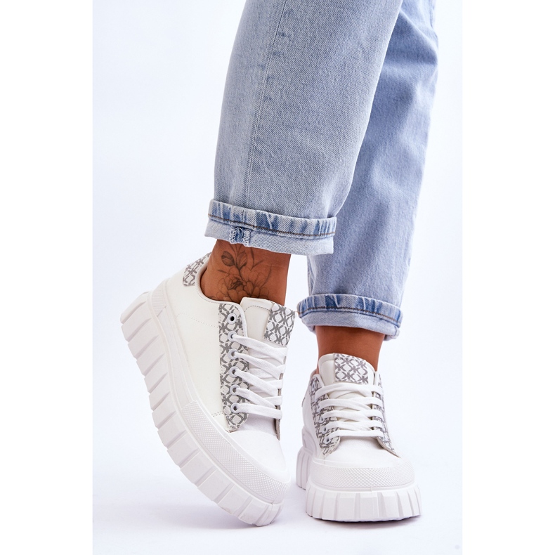 PG1 Ženske kožne tenisice s platformom Bijele Alison bijela 1