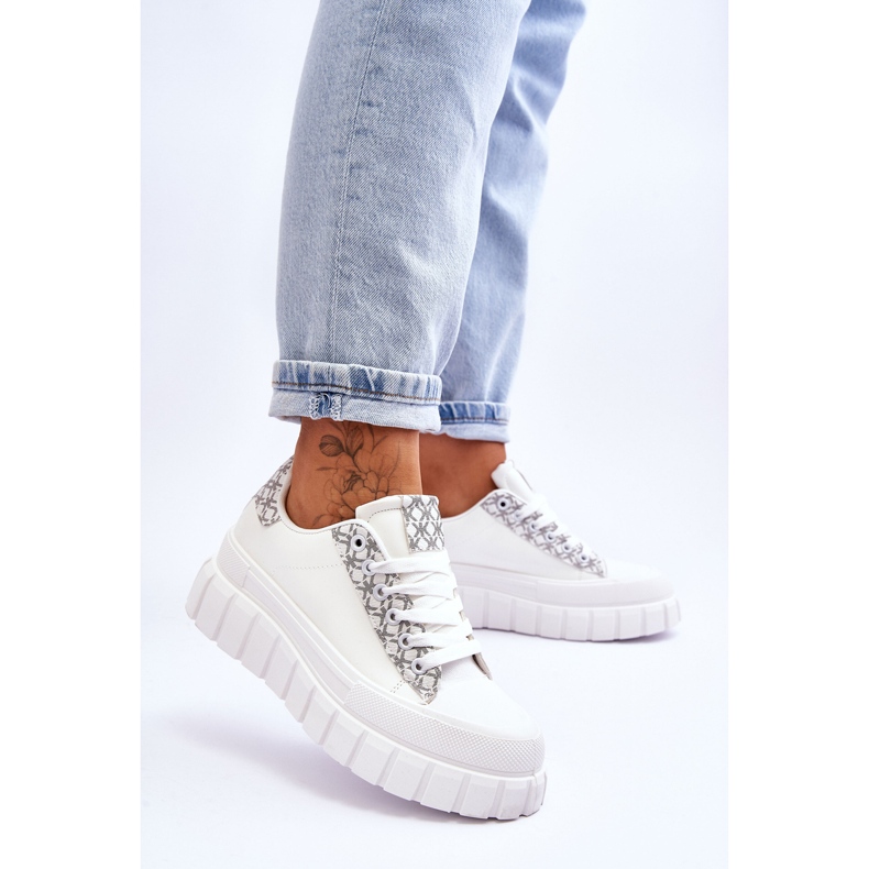 PG1 Ženske kožne tenisice s platformom Bijele Alison bijela 2