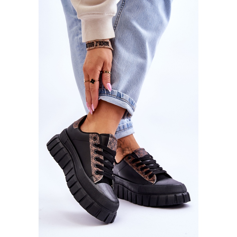 PG1 Ženske kožne tenisice s platformom crne Alison crna 2