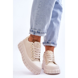 PG1 Ženske kožne tenisice s platformom Bež Alison 1