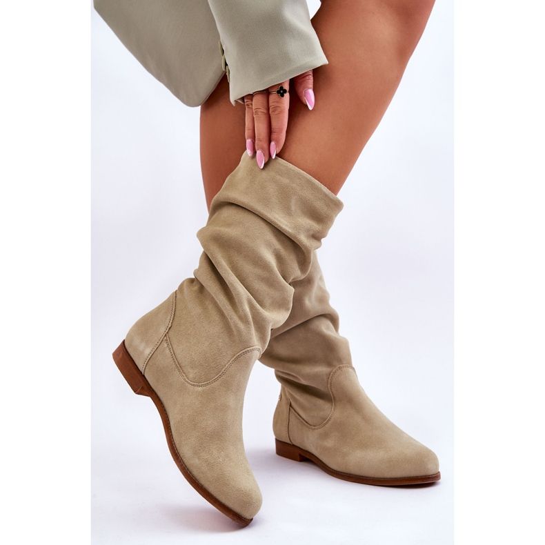 Ženske čizme od brušene kože Maciejka 05057-09 svijetlozelene zelena 2