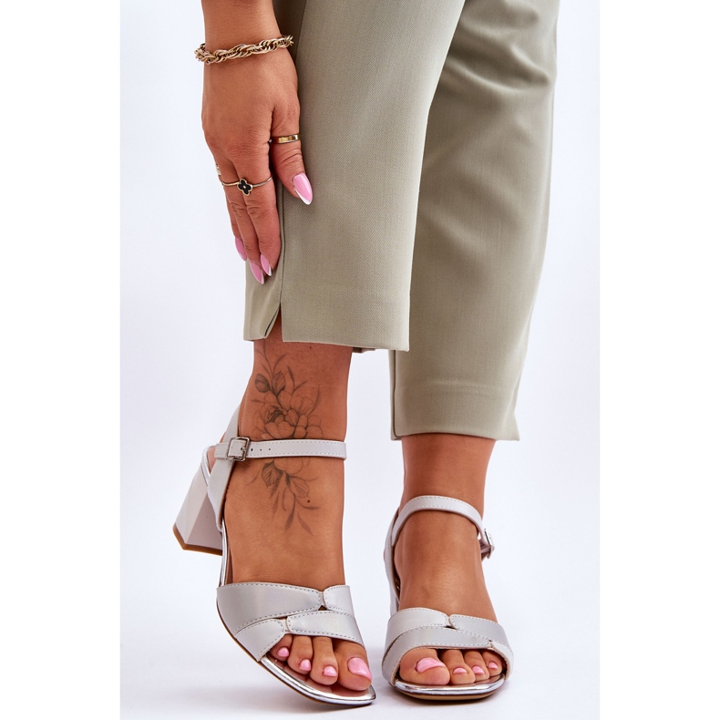 Sergio Leone SK898 Sive sandale na nisku petu siva 1