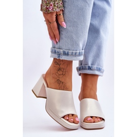 Moderne papuče na petu Sergio Leone KL322 Pearl bež 1