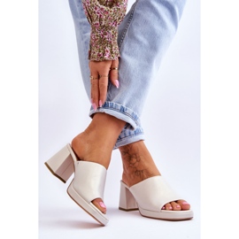 Moderne papuče na petu Sergio Leone KL322 Pearl bež 2