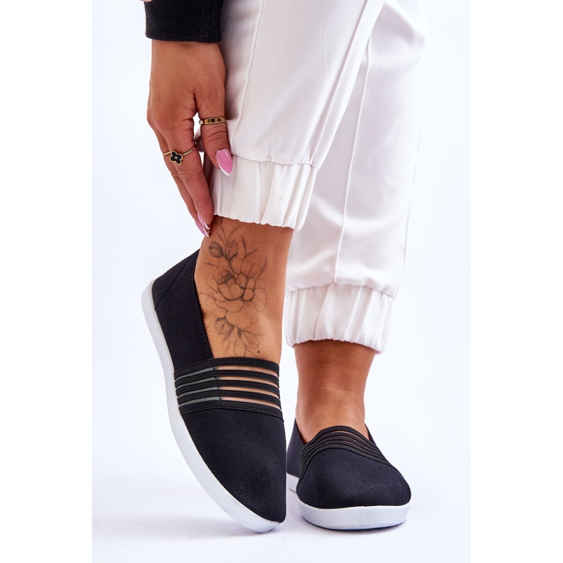 S.Barski Ženske slip-on tekstilne tenisice Black Lilis crna 1