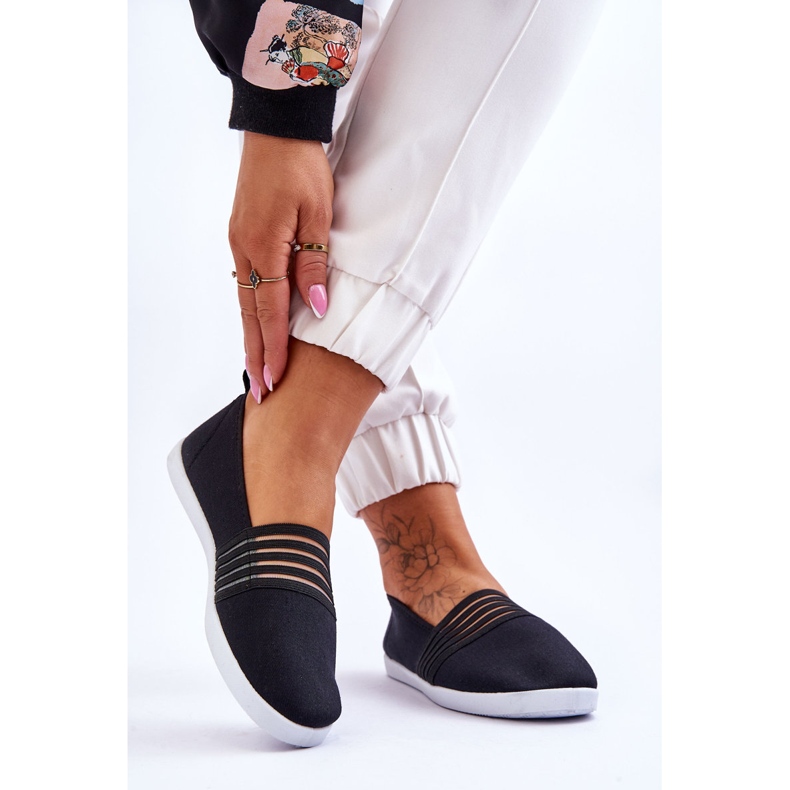 S.Barski Ženske slip-on tekstilne tenisice Black Lilis crna 2