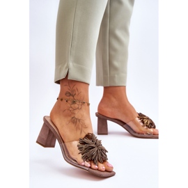 Moderne prozirne papuče na visoku petu S.Barski KV-AP658-1 Smeđe smeđa 2