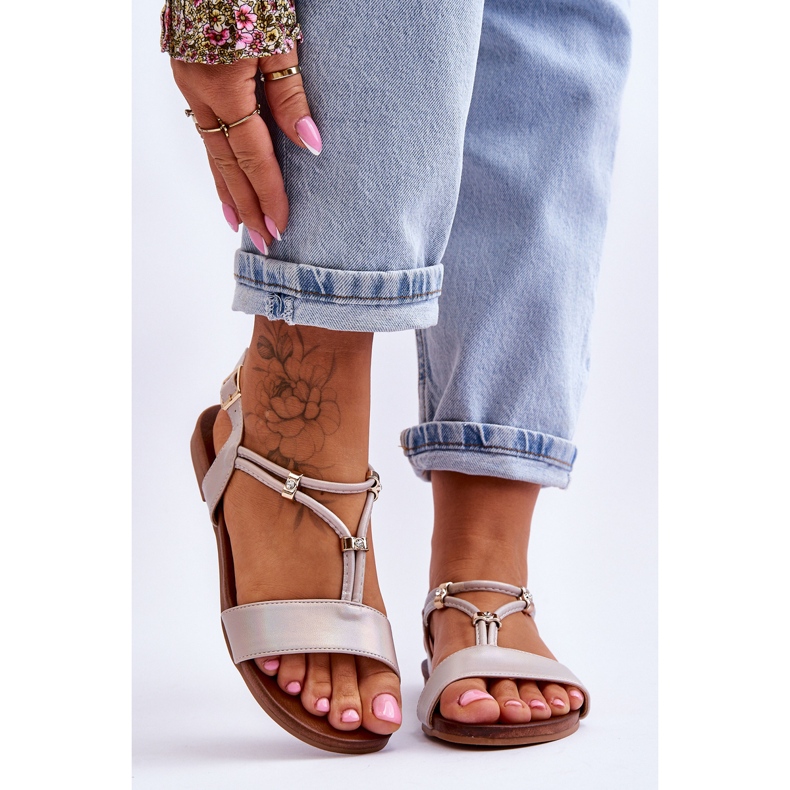 Ženske ravne sandale S.Barski KV-541-120 Zlato zlatni 1