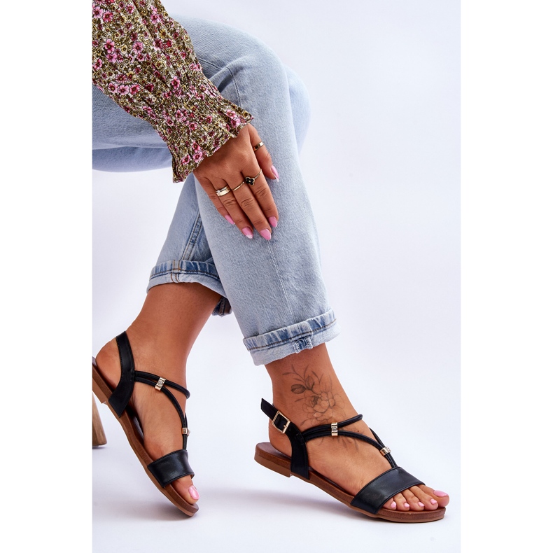 Ženske ravne sandale S.Barski KV-541-120 crne crno 2