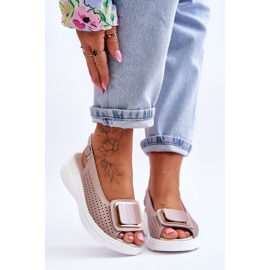 Kožne sandale s ažurom S.Barski BN291 Ružičasta 1