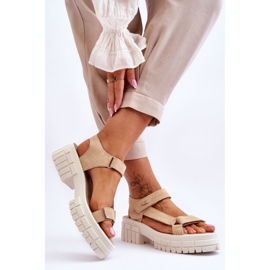 Ženske sandale od brušene kože Big Star LL276036 Bež 2