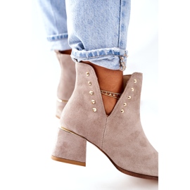 Lewski Shoes Ženske čizme od antilopa s izrezima Lewski Cappuccino 3074 / B bež 3