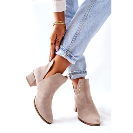 Lewski Shoes Ženske čizme od antilopa s izrezima Lewski Cappuccino 3074 / B bež 2