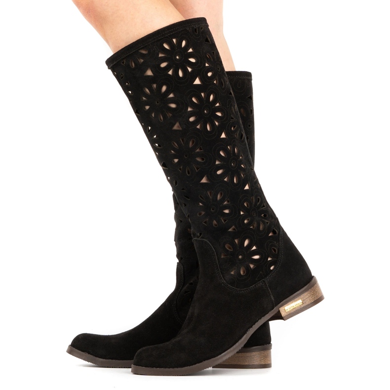 Olivier Ženske ažur čizme NO, crne crno 1