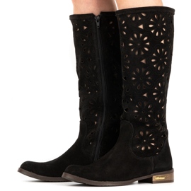 Olivier Ženske ažur čizme NO, crne crno 2