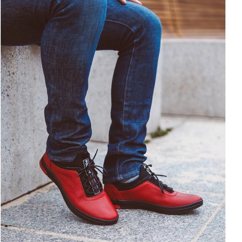 Polbut Crvene muške kožne casual cipele K24 s crnom donjom stranom crvena 1