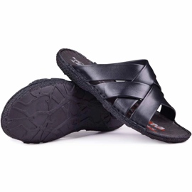 Kampol Muške kožne papuče 214/5 crne crna 1