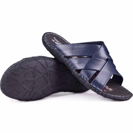 Kampol Muške kožne papuče 214/63 tamnoplave plava 1