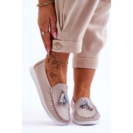 Ženske ažurne kožne mokasine svijetloružičaste boje Lanzarot ružičasta 1