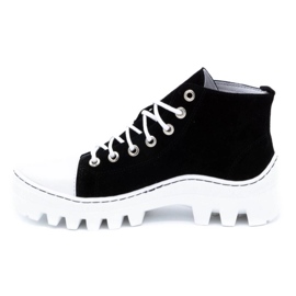 Polbut Kožne ženske gležnjače D1 black pearl crna 1