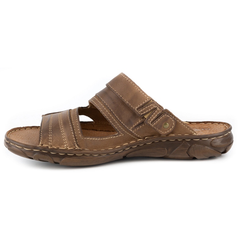 Olivier 460MP smeđe muške kožne papuče bež 1