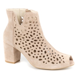 Exquisite Ženske ažurne kožne čizme 1184 puder roze ružičasta 1