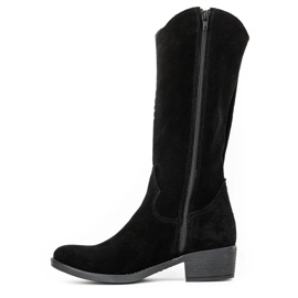 Olivier Ženske crne kožne ažur čizme Carla crno 1