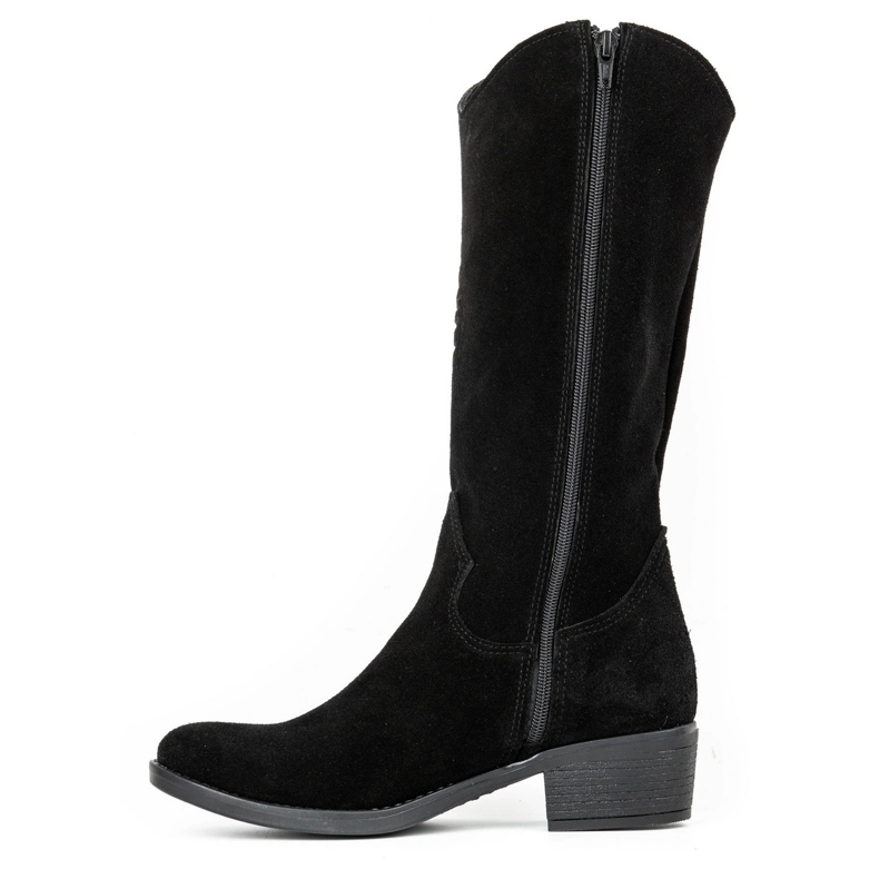 Olivier Ženske crne kožne ažur čizme Carla crna 1